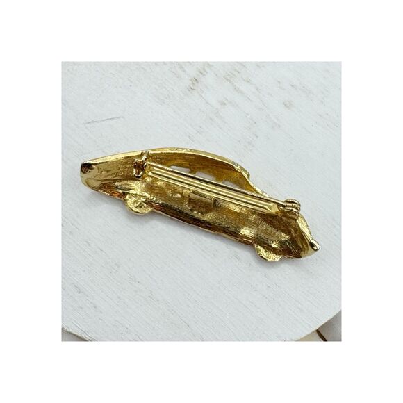 Vintage Classic Car Brooch Pin 1940s Style Retro Sedan Rhinestones Kitschy 2" - Picture 4 of 6